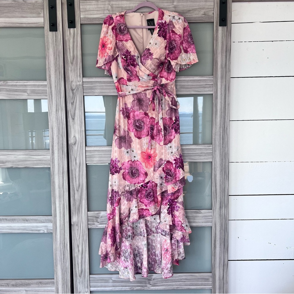 Floral Pink Wrap Dress